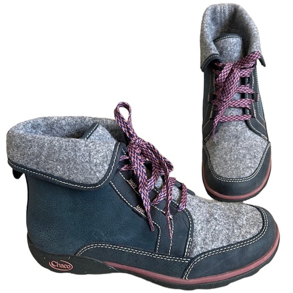 Chaco Shoes - Chaco Barbary Steel Blue and Pink Ankle Boots 9